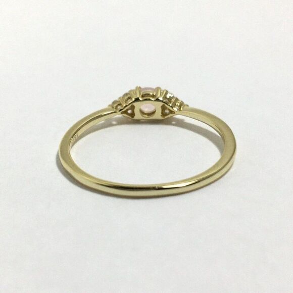 Yellow Gold Plated Sterling Silver Ring Size 7 Pink Lab Created Cubic Zirconia - Picture 10 of 16